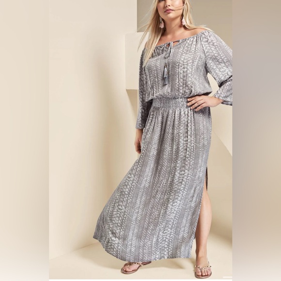 VENUS Dresses & Skirts - NWOT Plus Size Python Off-Shoulder Maxi Dress